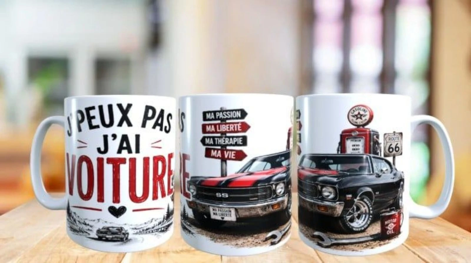 Mug humour, j'peux pas j'ai voiture